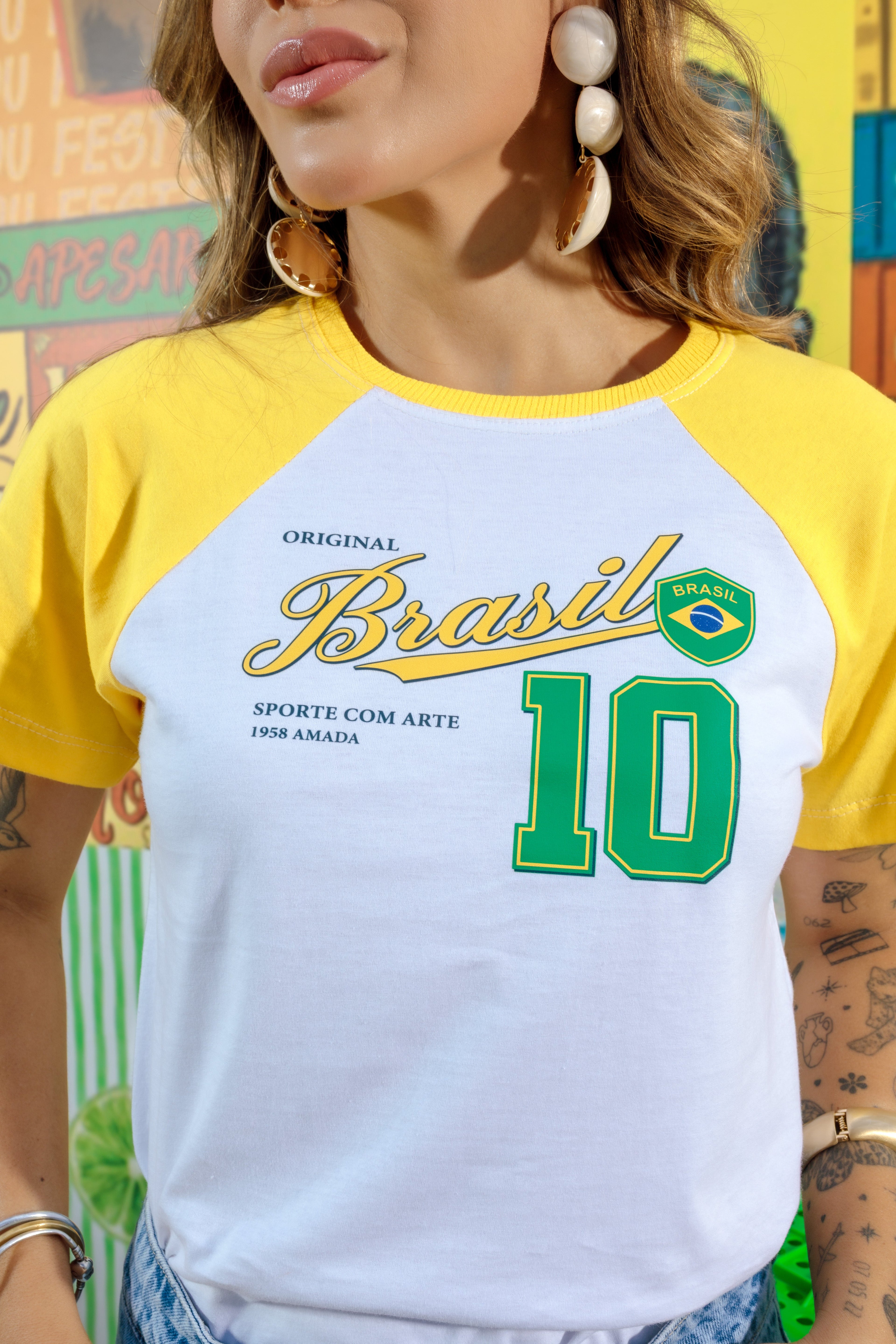 Camiseta Feminina Estampa do Brasil