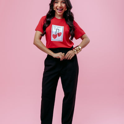 Camiseta Feminina Vermelha Estampa “Ma Chérie”