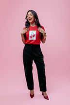Camiseta Feminina Vermelha Estampa “Ma Chérie”