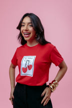 Camiseta Feminina Vermelha Estampa “Ma Chérie”