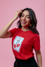 Camiseta Feminina Vermelha Estampa “Ma Chérie”