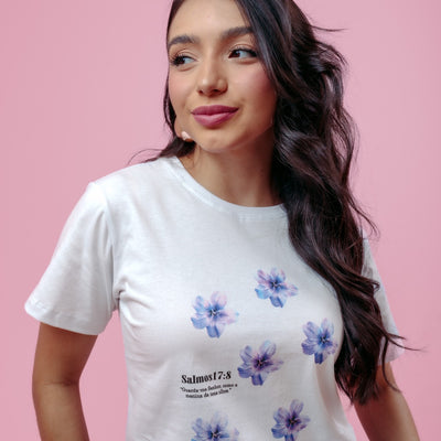 Camiseta Feminina Branca Estampa Salmos 17:8