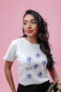 Camiseta Feminina Branca Estampa Salmos 17:8